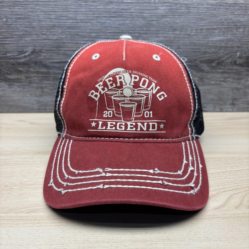 United States Beer Drinking Team Hat Cap Strap Back Red Black Trucker Mesh Mens